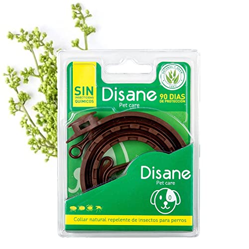 DISANE Collar Antiparasitario Natural para Perros, Repelente de Pulgas, Garrapatas y Mosquitos (leishmaniosis), 3 Meses de Protección, Ajustable hasta 54cm y Resistente al Agua