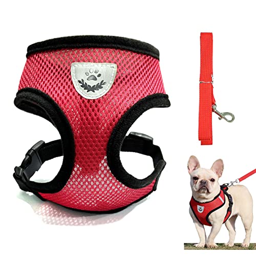 Rojo durable bebé perro gato cachorro mascota reflectante reflectante ligero confort chaleco transpirable suave paño de malla impermeable correa ajustable remolque arnés arnés plomo correa clip s m