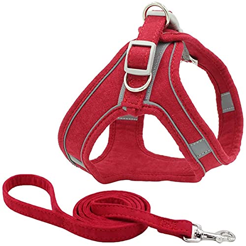 Juego de Correas para Arnés para Perros Arnés para Correa para el Pecho para Perros con Asa Arnés para Perros Reflectante Ajustable para Perros Pequeños y Gatos Medianos