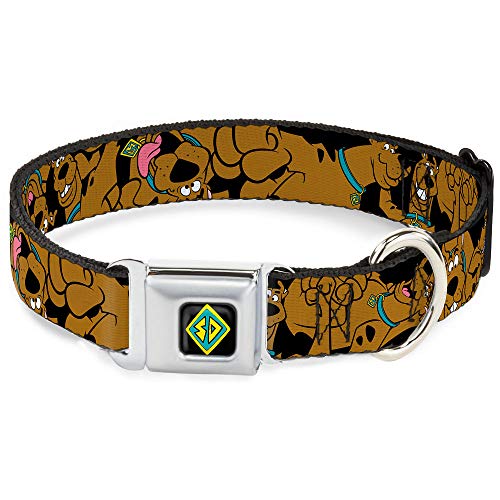 Buckle-Down Seatbelt Buckle Dog Collar-Scooby Doo Stacked Close-UP Black-1