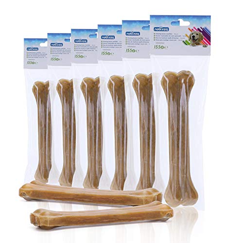 Nobleza - Hueso Prensado para Perros Fortalecedor de Dientes Stick Dental Dog Snack， Hueso de Nudillos de Cuero Crudo， Hueso para morder， 20cm，6pcs