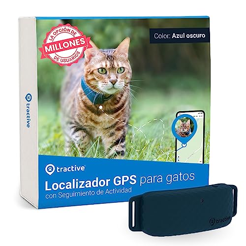 Tractive - Collar gato GPS, Actualizaciones de ubicación 24/7 y análisis del territorio, Alertas antifuga, Distancia ilimitada (azul)