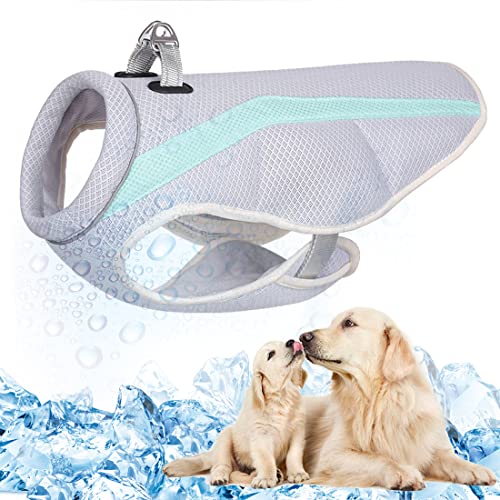 Chaleco Refrescante para Perros, Abrigo de Seguridad a Prueba de Sol y Tecnología de Evaporación con Chaqueta Ajustable para Perros Pequeños/Medianos/Grandes Corriendo, Caminando, Escalando Montañas