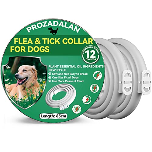 Collar Antipulgas para Perros, Collar Antiparasitario e Impermeable de 65 cm para Perros, Eficaz para Repeler Pulgas y Garrapatas Durante, Apto para Perros Pequeños, Medianos y Grandes, 12 Meses