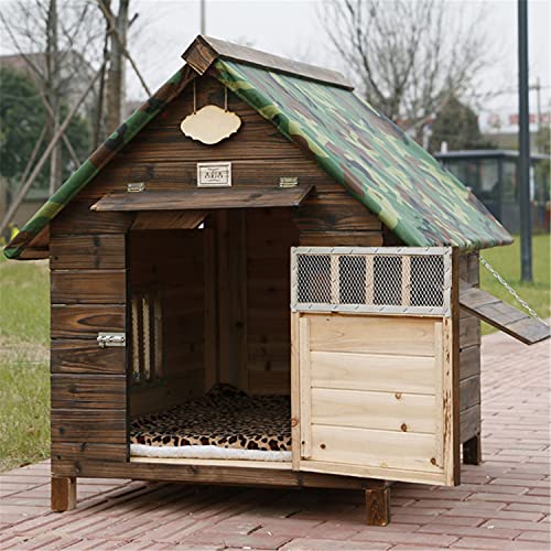 JHKGY Caseta De Madera para Perros - Al Aire Libre De La Cabaña De Troncos del Animal Doméstico,con Solapa De Puerta Placa Inferior Extraíble,para Animales Pequeños Medianos Grandes,4XL