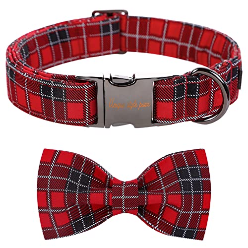 Unique style paws Collar de perro de Navidad rojo y negro, collar de mascota regalo para niñas, niños, perros, collar ajustable para perros pequeños y medianos, XL