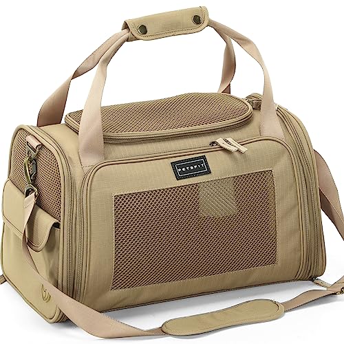 Petsfit Transportín Perro Gato, Bolsa de Transporte Plegable Perro con Correa para el Hombro Ajustable, Jaula Transportadora para Gatos, Gatitos, Perros Pequeños