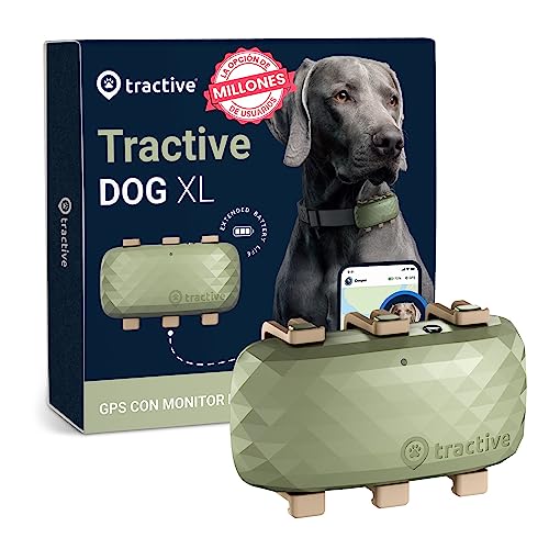 Tractive Localizador GPS XL para Perros, Hasta 1 Mes de Batería, Localización Ilimitada en Tiempo Real, Alertas Antifuga, Impermeable, Verde