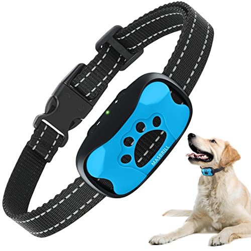 Collar Antiladridos para Perro, Collar Automático Antiladridos con 7 Niveles de Sensibilidad Ajustables, Sonido y Vibración Inteligente Antiladridos para Perro Pequeño Medianos Grandes(Azul)