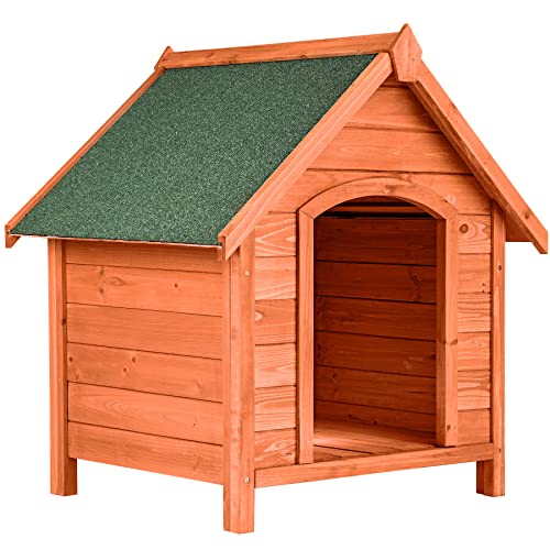 TecTake 403229 Caseta de Madera Maciza para Perro, Casa para Mascotas Animales, Construcción Resistente, Techo Extraíble, Ideal Exterior Interior Jardín, 72x65x83cm