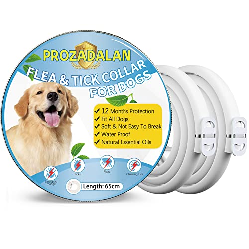 Collar Antipulgas para Perros, Collar Antiparasitario e Impermeable de 65cm para Perros, 12 Meses Eficaz para Repeler Pulgas y Garrapatas Durante, Apto para Perros Pequeños, Medianos y Grandes (2-pcs)