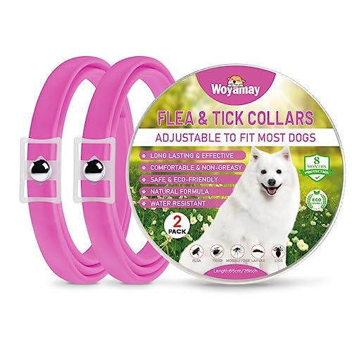 Collar Antiparasitario Perros, Collar Antipulgas Perros Natural, Eficaz Collar Perro Antiparasitario, Válido Para 8 Meses, 65cm Impermeable Anti Garrapatas Para Perros De Todos Los Tamaños Rosa, 2 Pcs