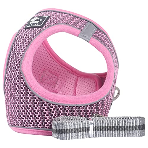 BLEVET Arnés Reflector Respirante Pequeña Chaleco Arnés Ajustable Mascotas Arnés para Perros Grandes, Cachorros MZ083 (XS, 118 Pink)