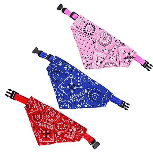 DULSPUE Ajustable Bufanda Mascotas - 3pcs Gatos Perro de Moda Bandana Collar, Triangulares para Mascotas Bandana Collar, Baberos Lavable para Mascotas, Linda Decoración, (S)