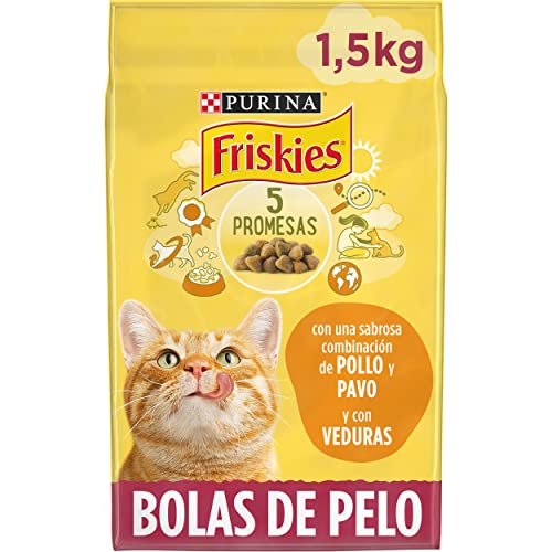 Friskies Control Bolas de Pelo Pienso para Gato Adulto Pollo y Verduras, 1.5kg