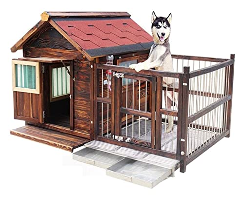 Gran casa para perros Villa, perreras para exteriores, Perreras al aire libre Casa de Madera perro grande impermeable lavable perro de interior Casa del gato cachorro Guinea Pig Casa repelente de mosq