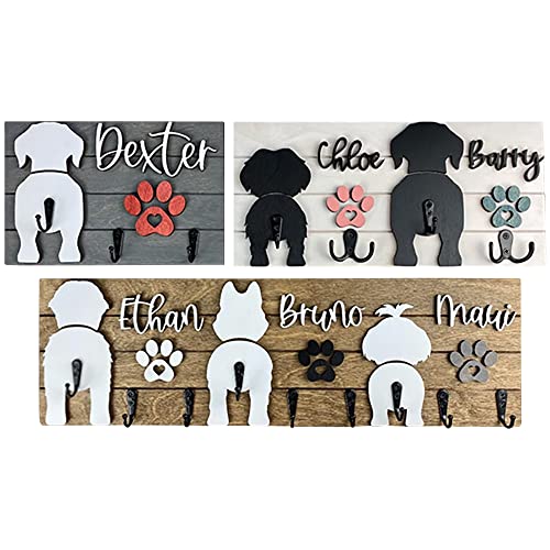 Soporte Personalizado para Correa de Perro para Pared, Nombre Personalizado, selección de Raza y Color, Placa de Madera, Soporte para Llaves, Organizador de Correa