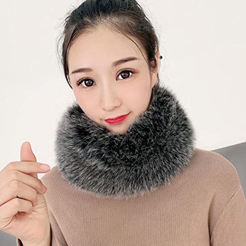 Invierno Faux Protect Cervical Spine Bufanda cálida Mujeres coreanas Espesar Felpa Ciclismo Cuello Protector Cuello falso Snood-Negro Blanco