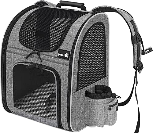 Pecute Transportin Mochila para Mascotas con Ventana de Malla, Bolsa portátil y Plegable para Gatos, Bolsa Transpirable y Ligera para Perros, Tela Oxford Impermeable con Gran Espacio Antideslizante