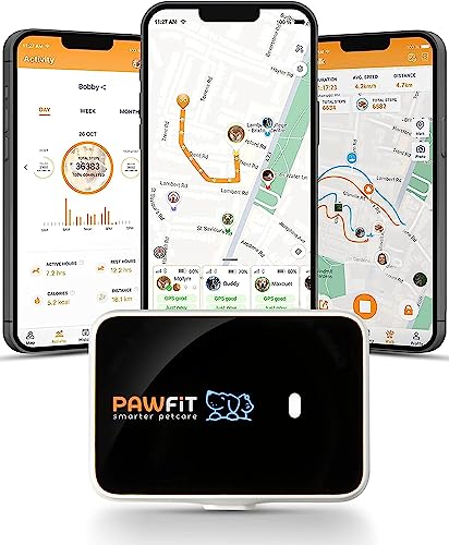 Pawfit 2 perseguidor GPS para perros y monitor de actividad incluido tarjeta SIM integrada, dispositivo de seguimiento GPS para mascotas con IP68 impermeable