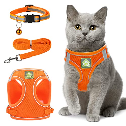 Zhenle Arnés para Gatos Correas Collares Traje Arnes Gatos Antiescape,Reflectante Ajustable Arnes Gato Transpirable Arnes para Perro Pequeño,Adecuado para Mascotas Pequeñas y Medianas(XS)