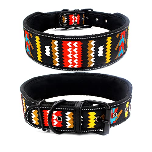 FUNAT Collar Estampado Reflectante para Perros Medianos y Grandes, Cómodo Collar Reflectante para Gatos y Perros, Collar para Mascotas Ajustable