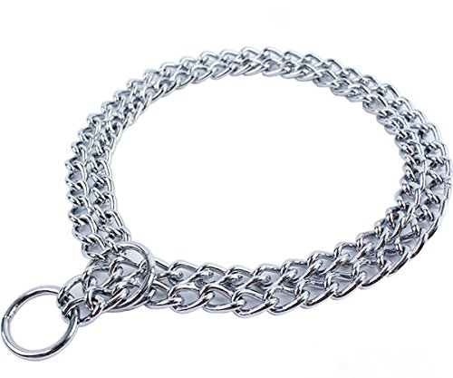 JWPC Collar de Doble eslabón de Metal para Perros medianos y Grandes, para Paseo y adiestramiento