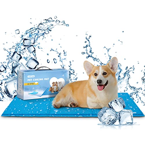 Nobleza Alfombrilla Refrescante para Perros Gatos, 90 * 50cm Manta Refrigerante Perro, Cama Perro Refrescante para Mascotas Mmediano a Grande, Alfombra de Gel Activada por Presión, L