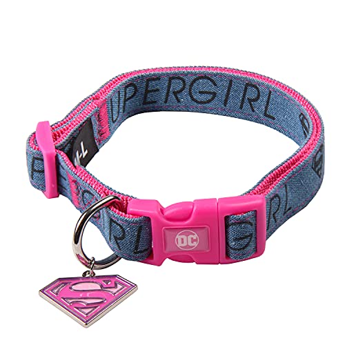 CERDÁ LIFE'S LITTLE MOMENTS Collar para Perros Medianos de Super Girl - Licencia Oficial Super Girl, Cranberry