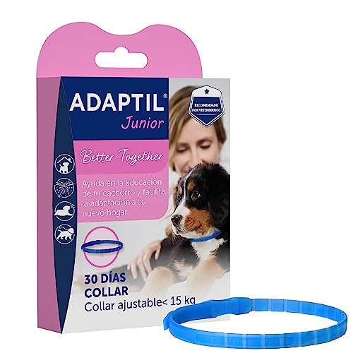 ADAPTIL Junior - Antiestrés para cachorros - Adaptación al hogar, Aprendizaje, Educación, Lloros, Quedarse solo - Collar para Cachorros