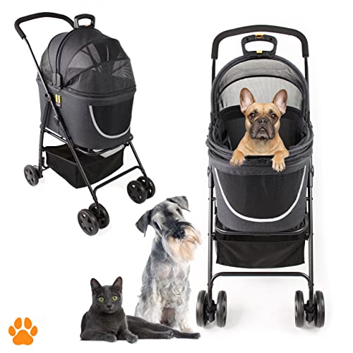 My Duque Modelo Coco 2 IN1 – Carrito de Paseo Perros hasta 15kg, Cesta Adicional para Las Compras o los Accesorios de tu Mascota, fácil de Plegar y con Ruedas Flexibles diseño Moderno