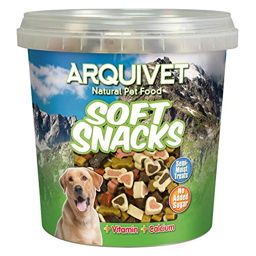 Arquivet Soft Snacks variadas para Perro - Snacks Naturales en Forma de huesitos y Corazones - Golosinas y chuches Naturales - Premios y recompensas para Perros - 800 g