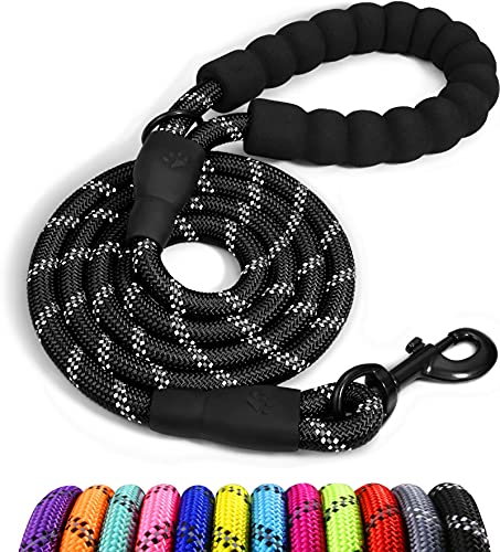 Taglory Correa de Perro, 1,2 m Correa de Fuerte de Perro para Perros Medianos y Grandes con Mango Acolchado Suave y Hilos Reflectantes, Negro