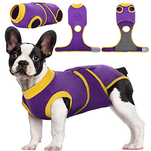 Kuoser Traje de Recuperación de Perro, Gato Herida Abdominal/Enfermedad de La Piel, Protector Anti-Lamido, Camisa de Cachorro Después de la Cirugía, Collar E Alternativa para Mascotas