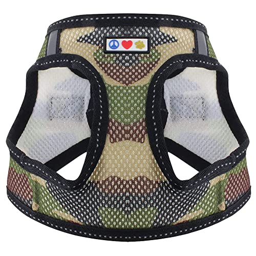 Pawtitas Arnes de Tela Antitirones Perro y Cachorros, Chaleco Acolchado para Mayor Comodidad, diseño Resistente, Ajustable y Transpirable Mediano Camuflaje Verde