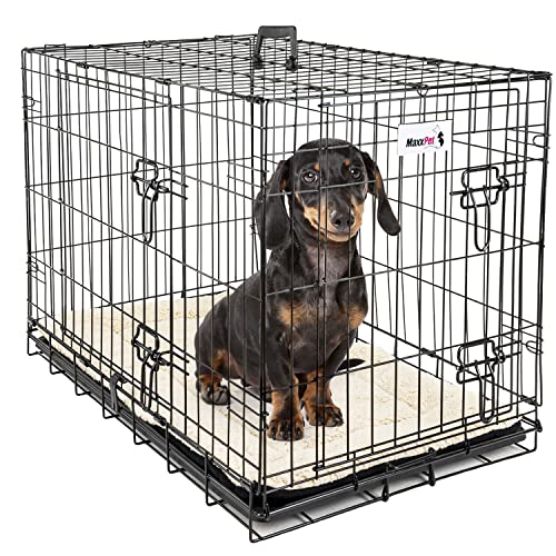 MaxxPet Jaula Plegable para Perros, Cachorros, Gatos y Otras Mascotas, Metal, Plegable, Caja de Transporte para Coche, 2 Puertas, 76x48 x53 cm