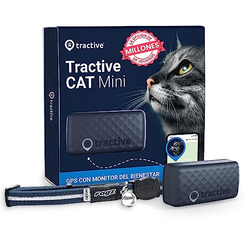 Tractive CAT Mini - Collar gato GPS, Actualizaciones de ubicación 24/7 y análisis del territorio, Alertas antifuga, Distancia ilimitada (azul) + collar Rogz con mecanismo de seguridad