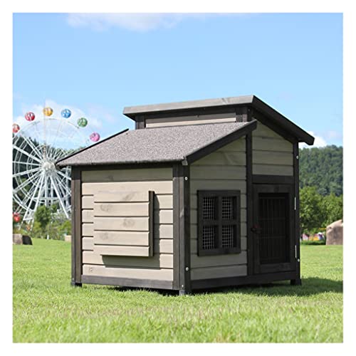 LCYDMJ Casetas para Perros De Madera Maciza al Aire Libre, Cabina De Lujo Lluvia Y Protección Solar, For Mascotas Grandes Y Medianas, Fácil De Instalar (Size: 130x141x149cm), Multi-colored