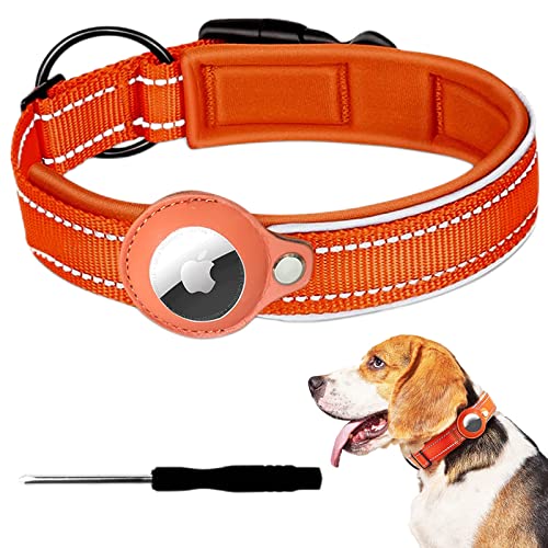 Rastreador Perros GPS Mini Collar De Perro para Perro PequeñO Naranja, para Perros PequeñOs Medianos, Collar Perro De Seguimiento De UbicacióN Anti-Perdida, TamañO del Collar: 2,5 Cm × 25 Cm-35 Cm