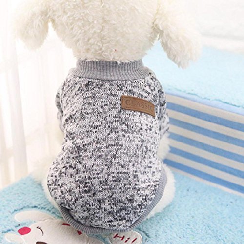 Ducomi Classic - Felpa con Puños y Cuello Elásticos en Suave Vellón de Algodón para Perros y Gatos - Protege del Frío en Invierno (Grey, XS)