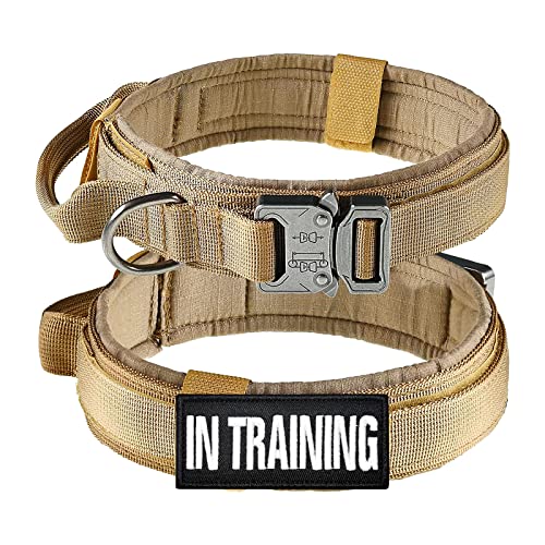 2 Collares Tácticos para Perros + 2 Velcros Reflectantes, Collar Perro Personalizado, Collar de Adiestramiento para Perros Ajustable con Asas, 3 Tamaños para Perros Medianos y Grandes