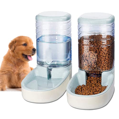 Edipets, Dispensador para Gatos y Perros, Comida y Agua, Pack 2 Unidades, Automático, 3.8 L c/u, Comedero, Alimentador y Bebedero para Mascotas (Gris)