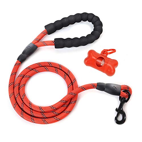 Litthing Correa para el Perro Nylon Ajustable Negro sólido Reflectante 150 cm para Perros Grandes o medianos Adecuado para Correr Senderismo Correr(Rojo A+)