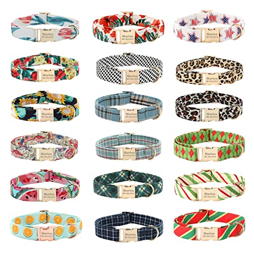 Uiopa Collar Perro Personalizado, Collares de Perro con Nombre y Número de Teléfono Grabados, Ajustable Collar para Perros Pequeños Medianos Grandes, Correa para Perro y Pajarita Disponibles