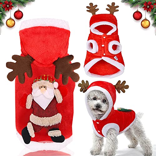 AOMAIGAD Ropa Navideña para Perro, Disfraz Gato de Navidad,Mascota Perro Gato De Navidad Disfraz, Material de Franela, cálido y cómodo, Adecuado para Mascotas pequeñas y Medianas (XXL)