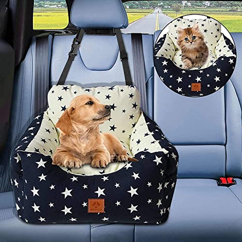 Asiento de Coche para Perros 2 en 1,Asiento Elevador de Mascotas para Perros Pequeños y Medianos de Menos de 45 Libras y Gatos,Asiento de Seguridad para Mascotas con Bolsa de Almacenamiento de Arnés