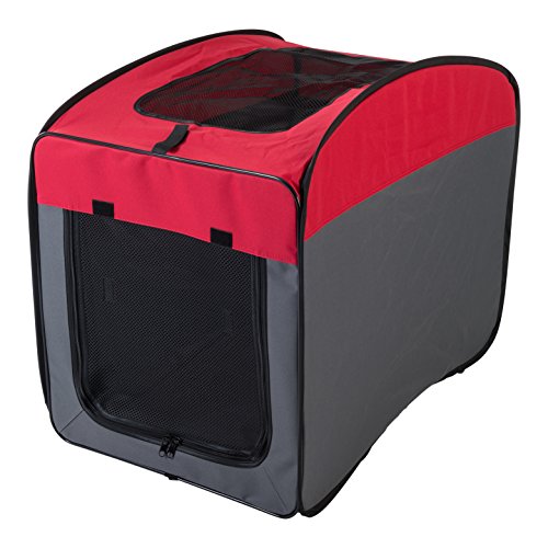 Iris Ohyama, Bolsa, Caseta, Transportín de tela plegable, 2 aberturas con cremallera, Correa el hombro y asas, Ventilación óptima, perros y gatos, DCC1143C L, Rojo