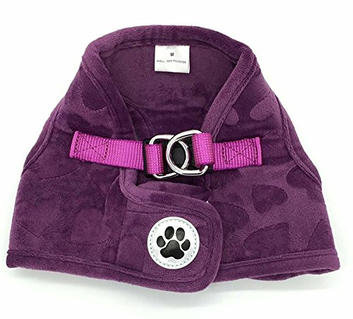 Arnés de forro polar acolchado suave para perros de invierno, con estampado de corazón, para perros medianos, tamaño grande