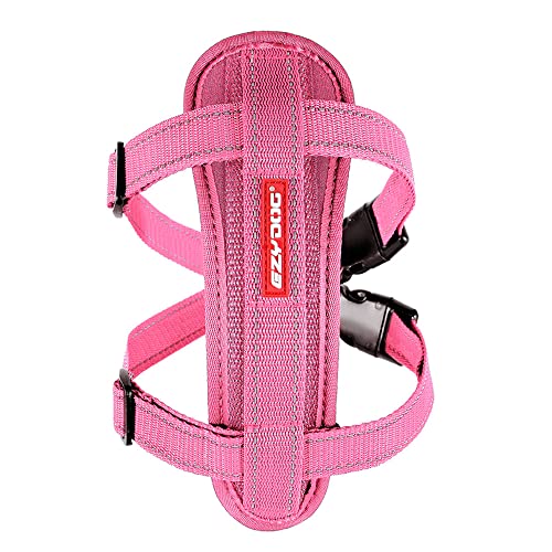 EzyDog Arnés para perros para coche con cinturón de seguridad, arnés de pecho para perros pequeños, medianos y grandes, reflectante, acolchado (M, rosa)