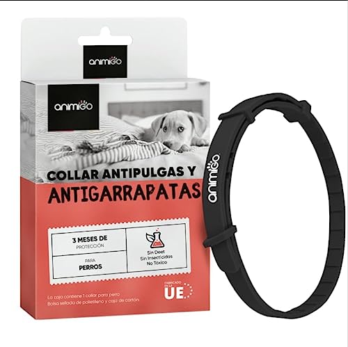 Collar Antiparasitario Perros, 3 Meses de Protección - Resistente al Agua - Collar Antipulgas, Anti Garrapatas y Anti Mosquitos con Aceites Esenciales, 75cm para Perros Grandes Medianos y Pequeños